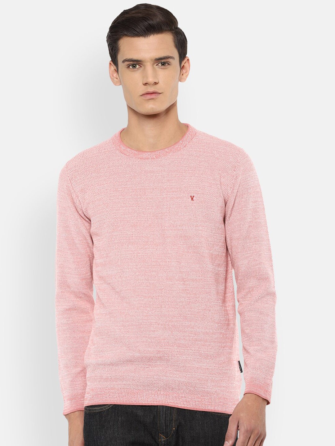 

V Dot Men Pink Pure Cotton Pullover