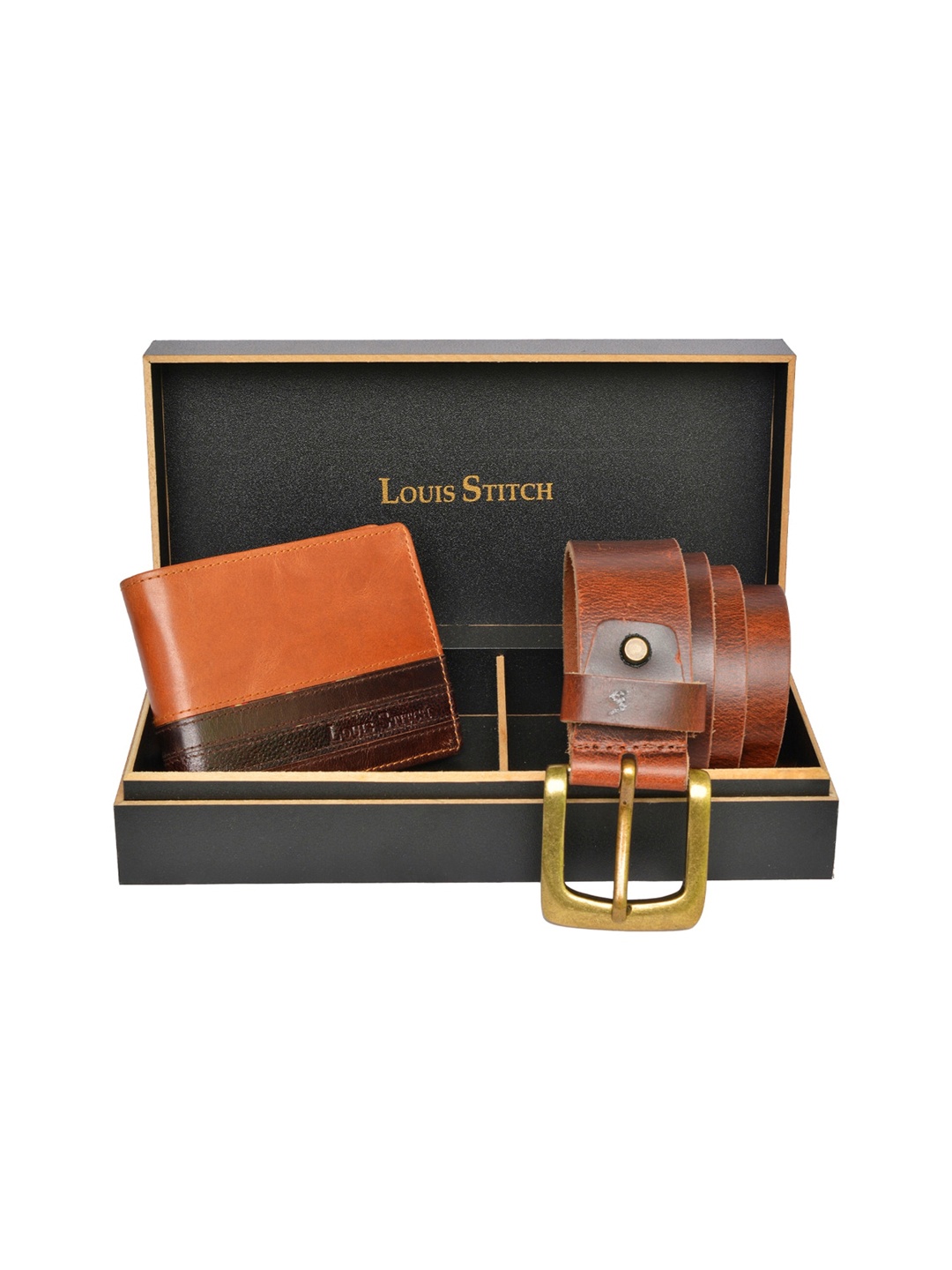 

LOUIS STITCH Men Brown Genuine Italian Leather Accessory Gift Set