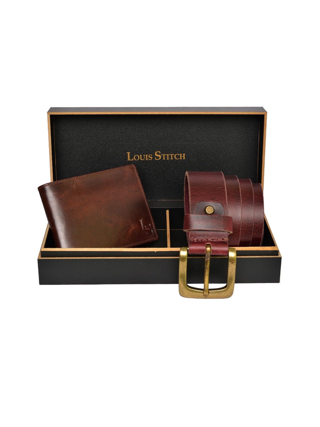 

LOUIS STITCH Men Brown Solid Genuine Leather Accessory Gift Set