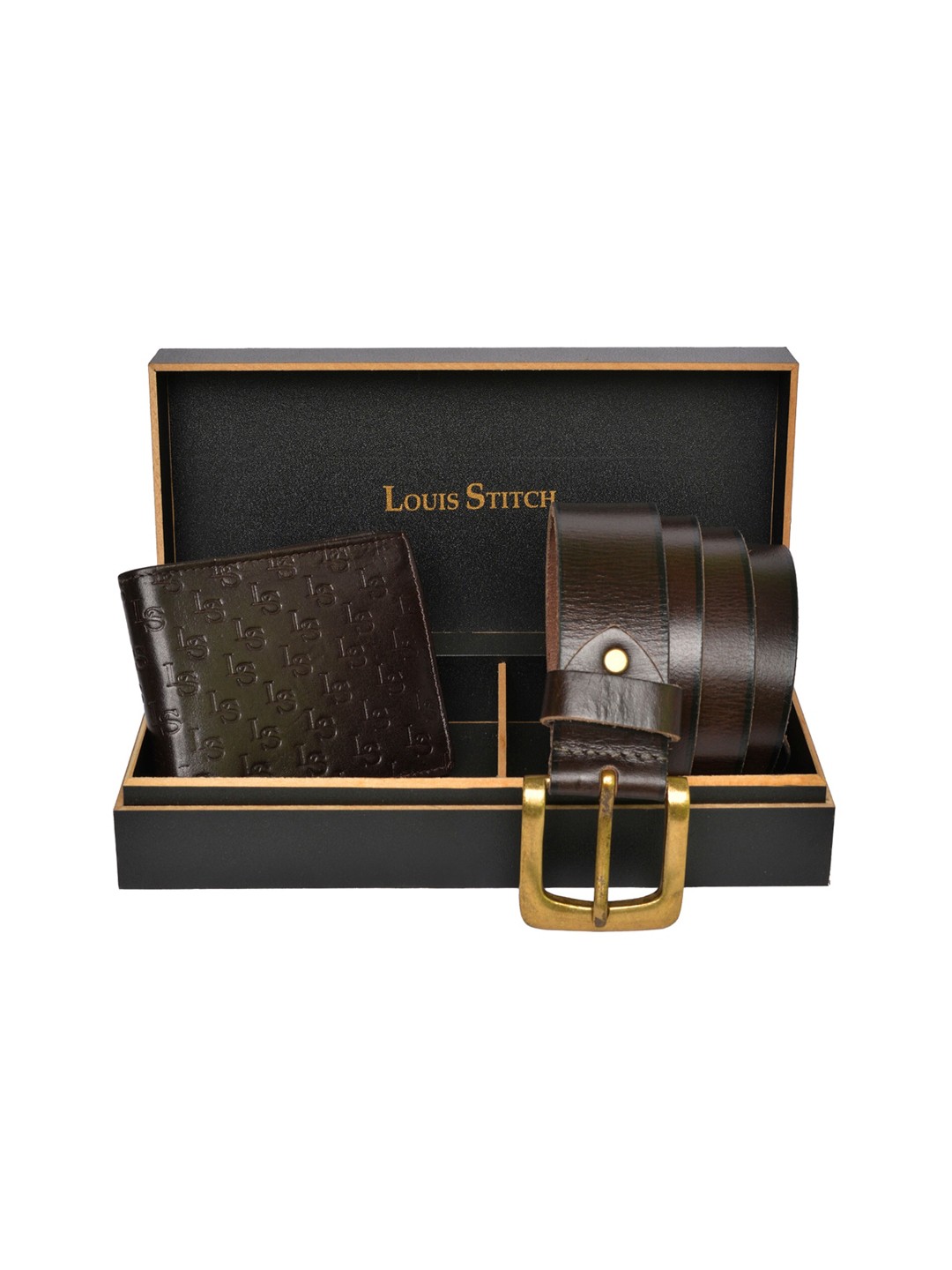 

LOUIS STITCH Men Tan Combo of 2 of Belt & Wallet