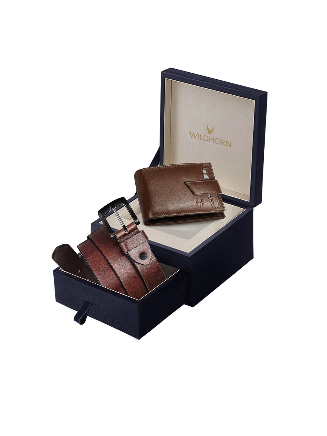 WildHorn Men Brown Textured Pure Genuine Leather Accessory Gift Set