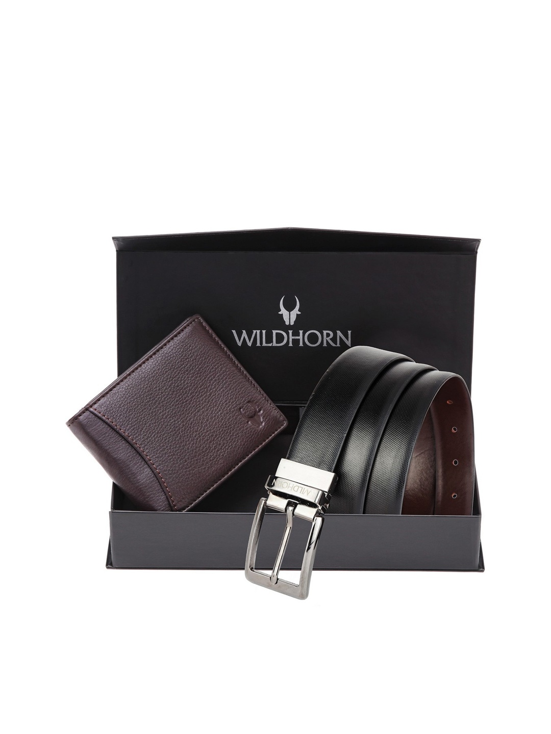 

WildHorn Men Black & Brown Textured Pure Genuine Leather Accessory Gift Set