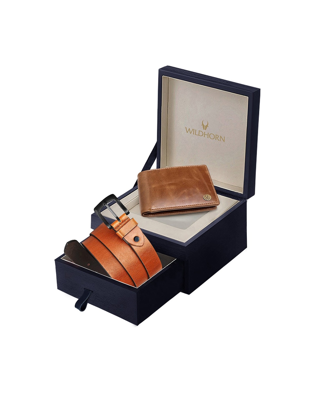 

WildHorn Men Tan Brown Textured Pure Genuine Leather Accessory Gift Set