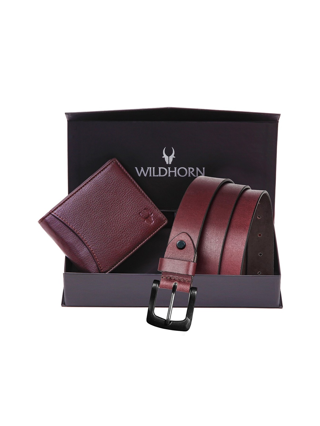 

WildHorn Men Maroon & Brown Textured Pure Genuine Leather Accessory Gift Set