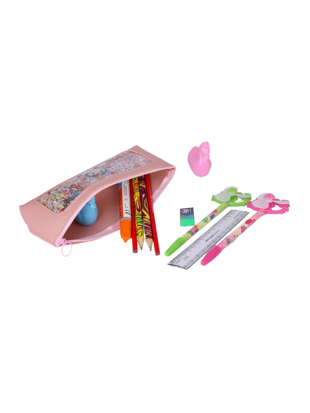 

Instabuyz Kids Peach-Coloured & Pink Printed Pen Pencil Case