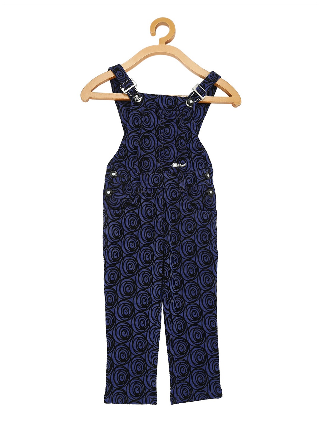 

Actuel Girls Navy Blue & Black Printed Velvet Corduroy Dungree