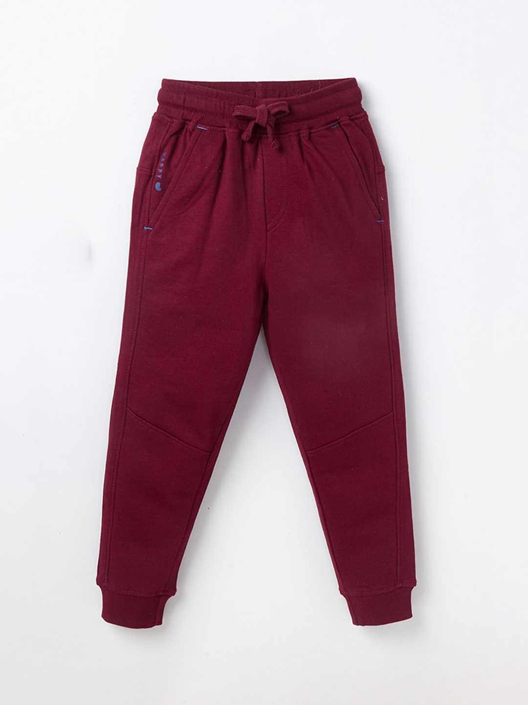 

Ed-a-Mamma Boys Maroon Solid Pure Cotton Joggers