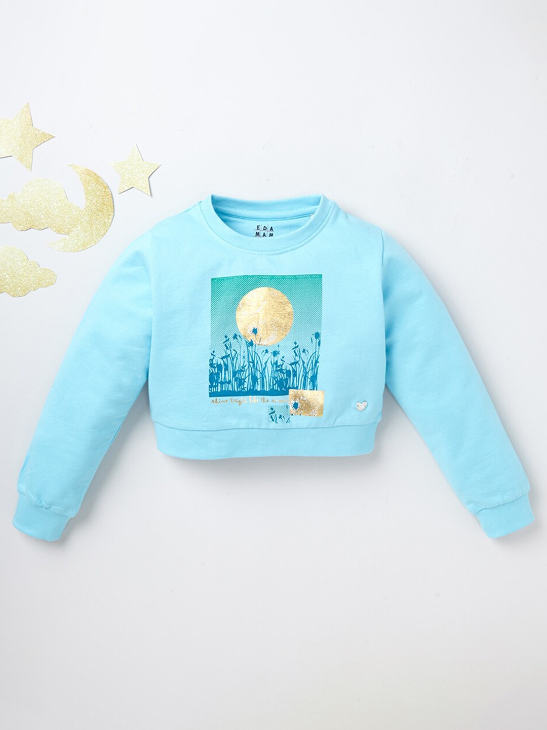 

Ed-a-Mamma Girls Blue Printed Pure Cotton Sweatshirt