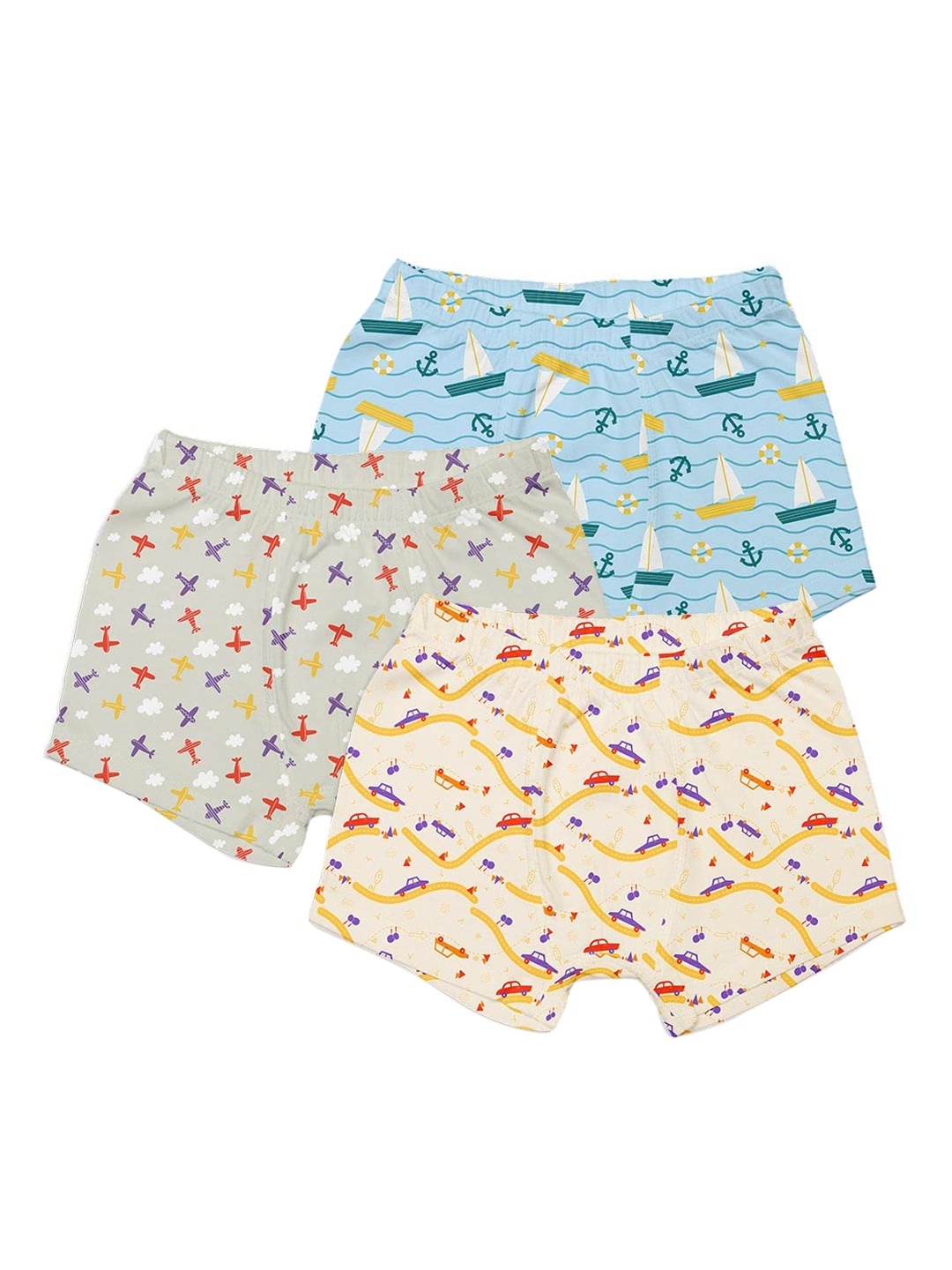 

SuperBottoms Boys Pack Of 3 Printed Sustainable Trunks, Blue