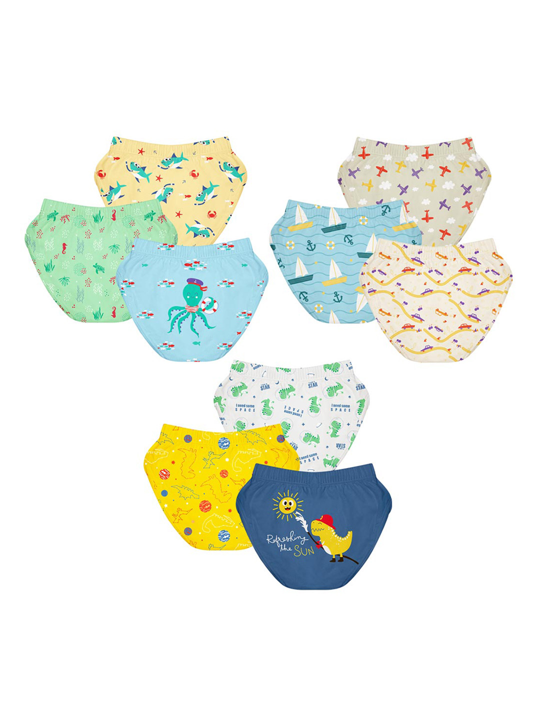 

SuperBottoms Kids Pack Of 9 Assorted Printed Sustainable Trunks