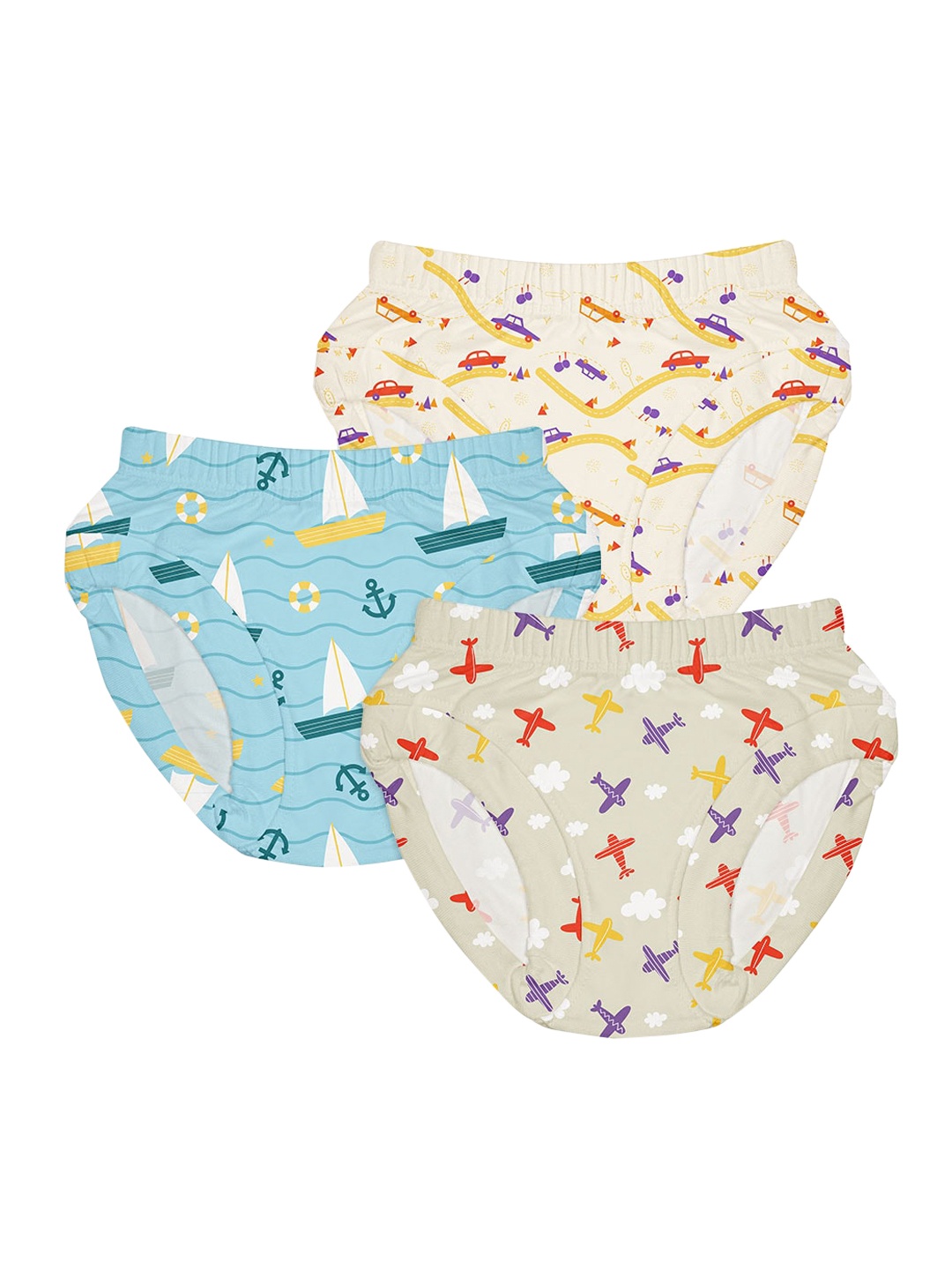 

SuperBottoms Unisex Kids Pack of 6 Printed Sustainable Briefs, Yellow