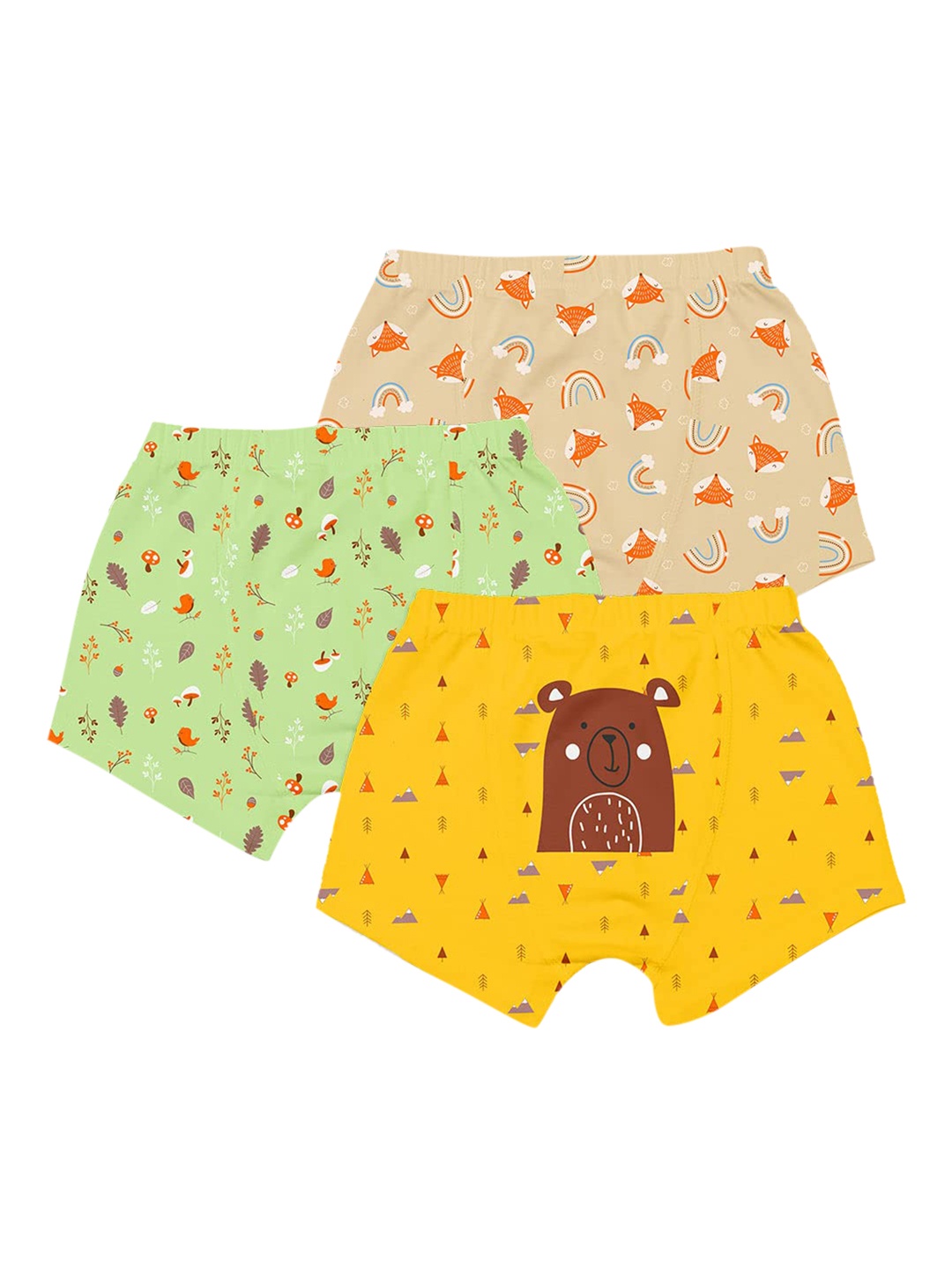 

SuperBottoms Boys Pack Of 3 Printed Sustainable Trunks Und-M-Tr-WG-6_8, Green