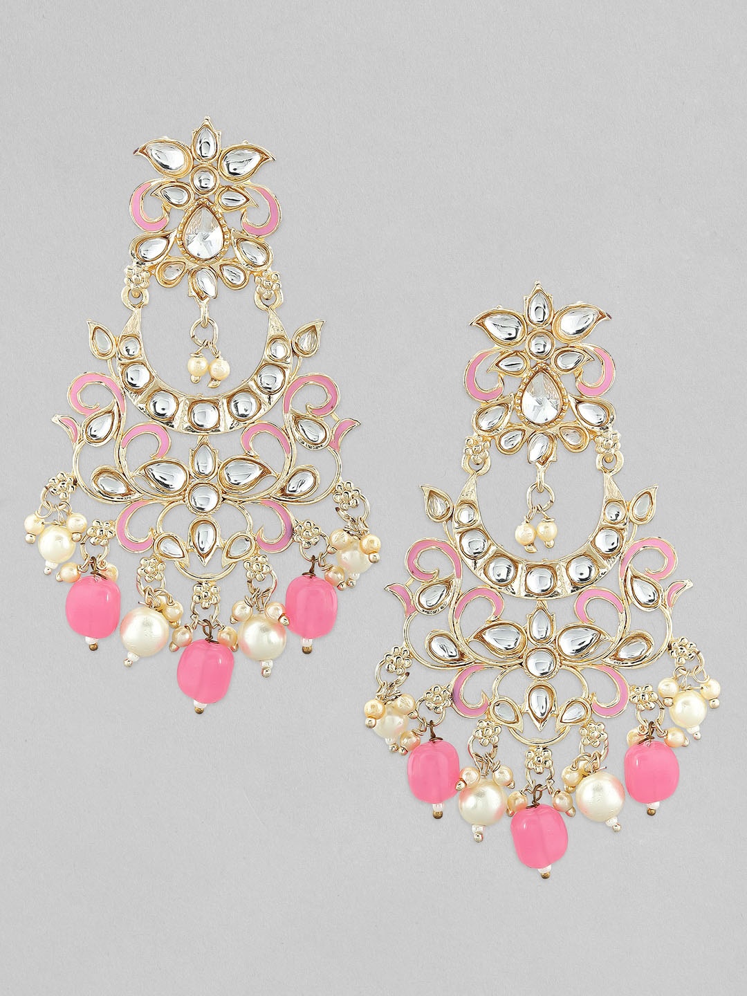 

Anouk Gold-Plated Pink Crescent Shaped Chandbalis Earrings