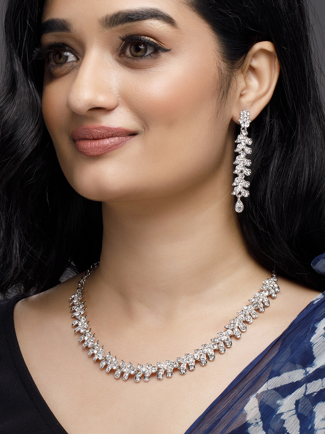 

Anouk Silver-Plated CZ Stone-Studded Jewellery Set