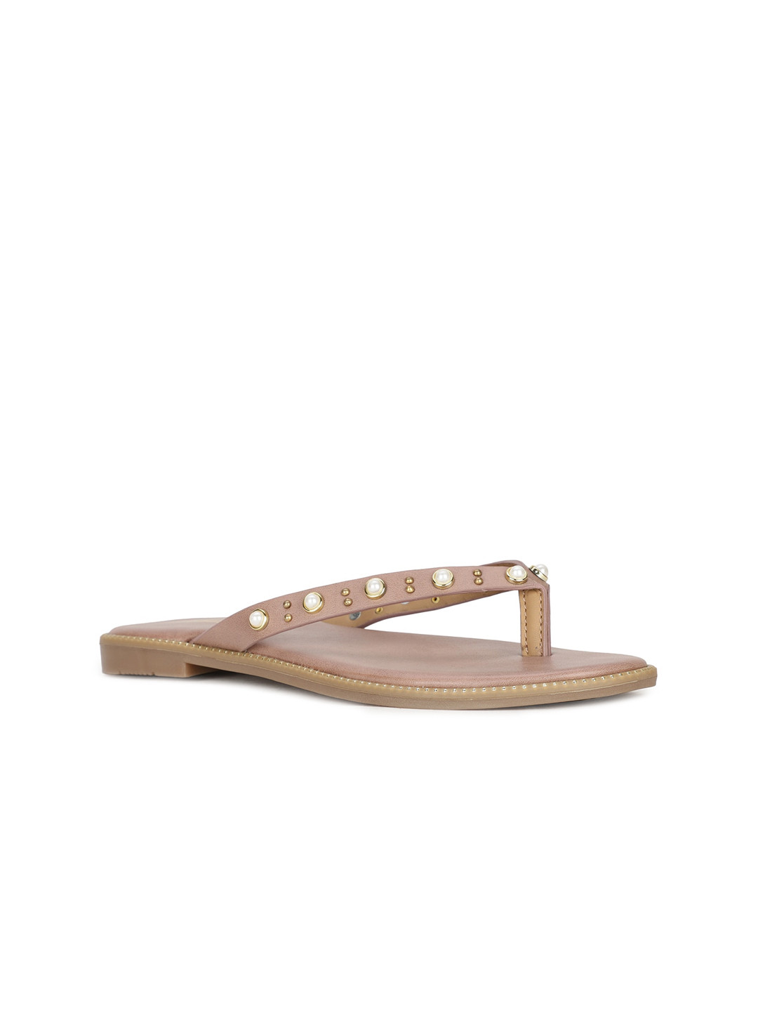 

Bata Women Pink Embellished T-Strap Flats