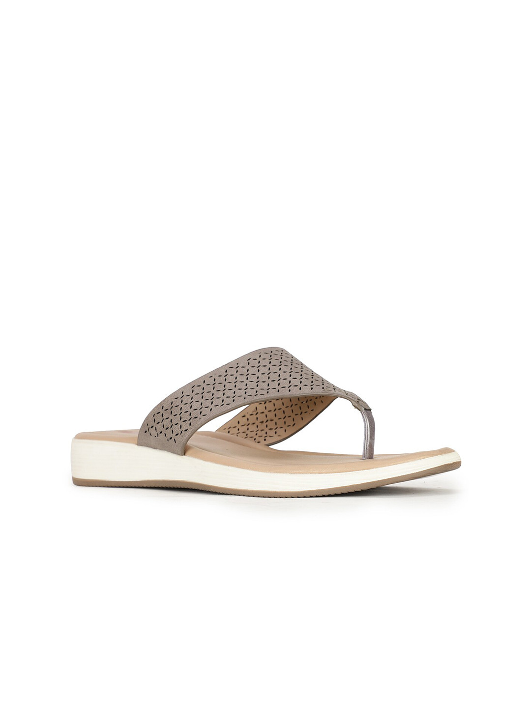 

Bata Women Beige & White Open Toe Flats