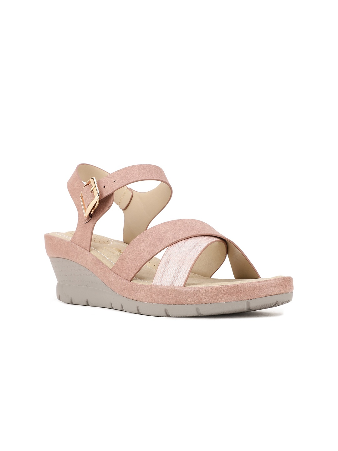 

Bata comfit Mauve Wedge Sandals with Buckles