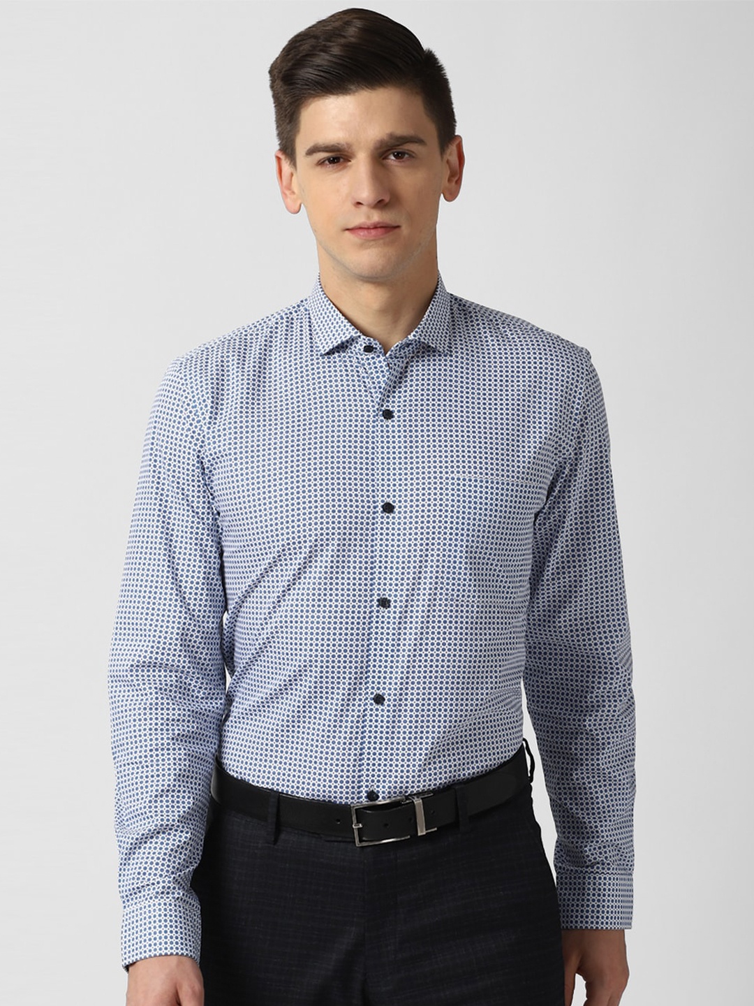 

Peter England Men White Opaque Printed Formal Shirt