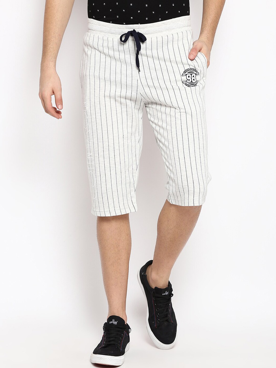 

V2 Value & Variety Men Grey Striped Regular Shorts