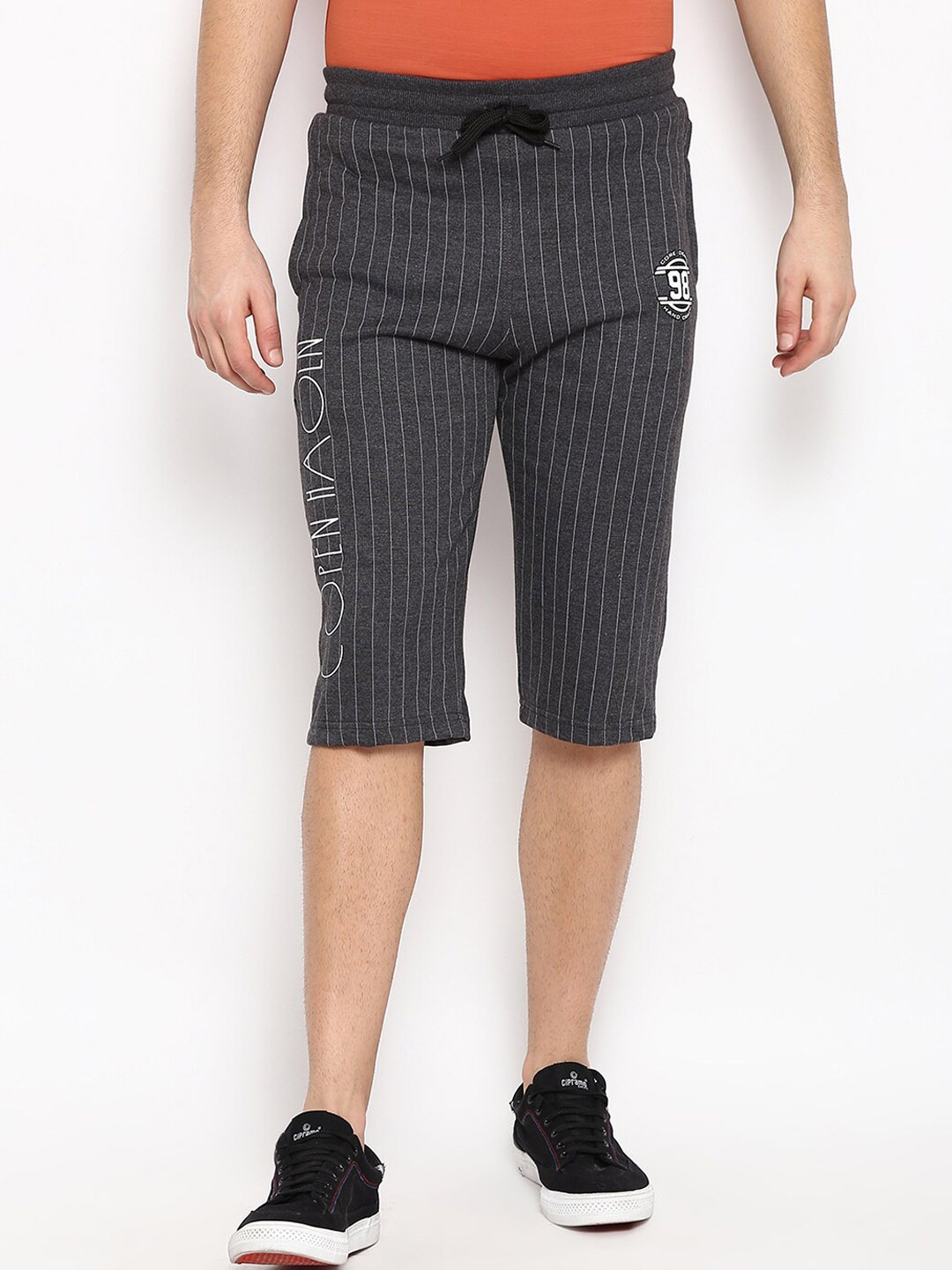 

V2 Value & Variety Men Charcoal Striped Jamaican Short Regular Shorts