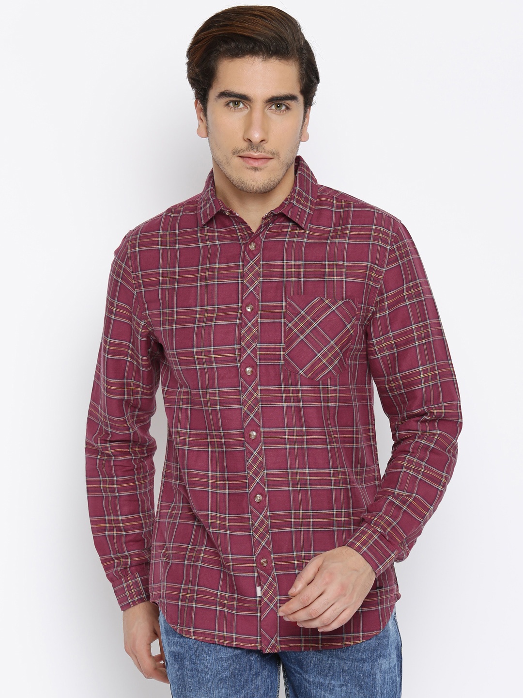

Jack & Jones Burgundy Checked Casual Shirt