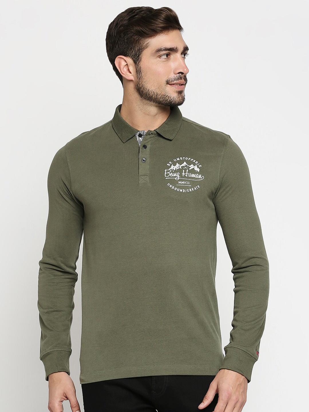 

Being Human Men Green Polo Collar T-shirt