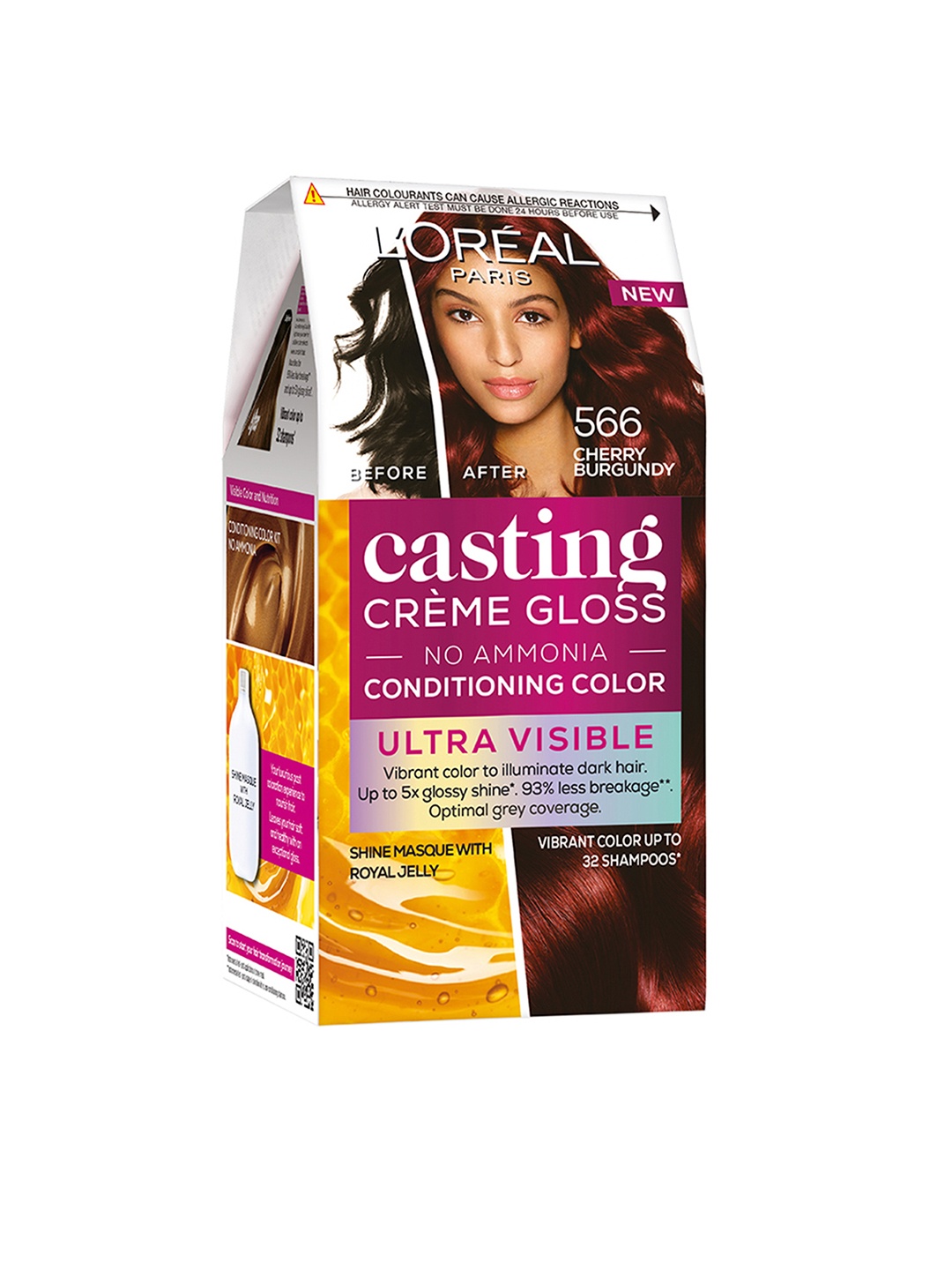 

LOreal Paris Casting Creme Gloss Ultra Visible Hair Color-Cherry Burgundy 566 - 87.5g+72ml