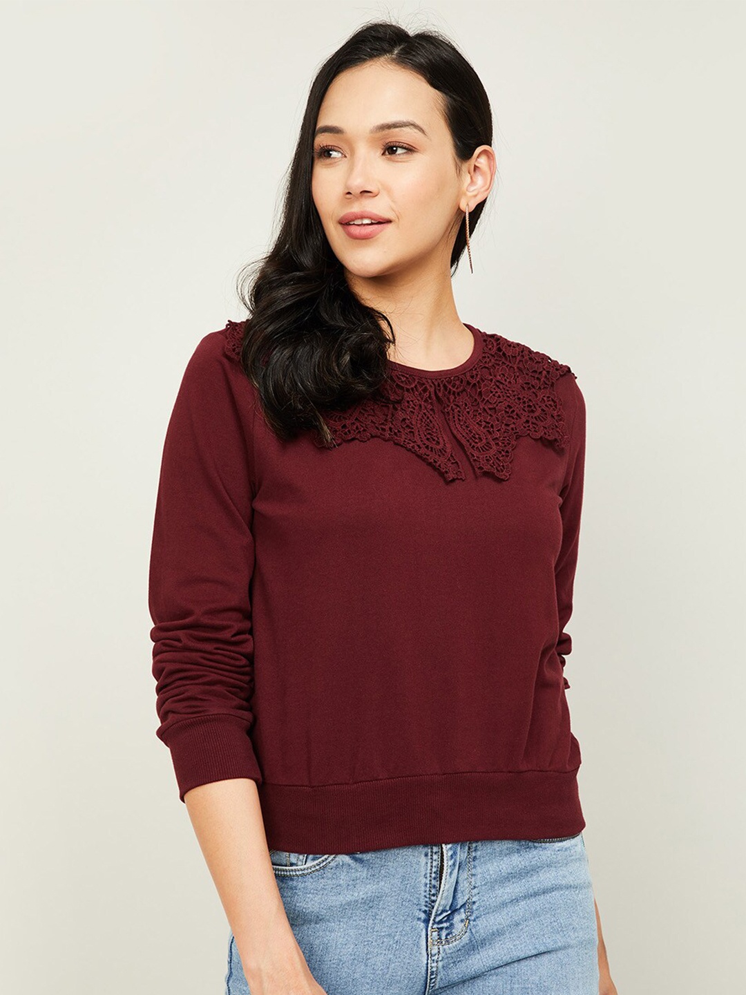 

Ginger by Lifestyle Women Maroon Sweatshirt
