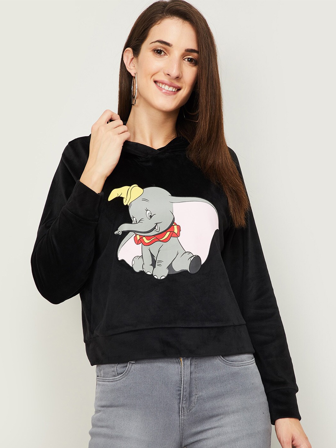 

Ginger by Lifestyle Women Black Printed Cotton Sweatshirt