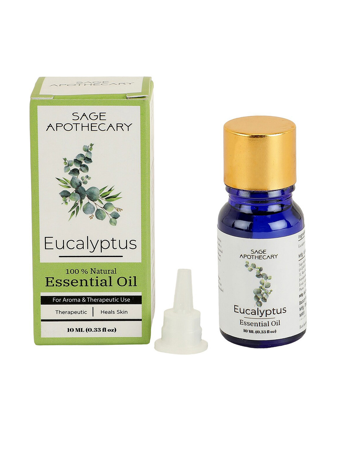 

SAGE APOTHECARY Eucalyptus Essential Body Oil 10ml, Transparent