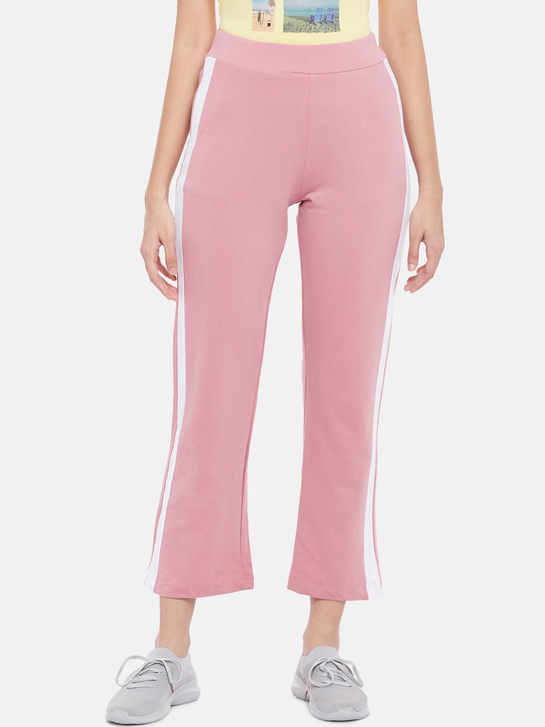 

Ajile by Pantaloons Women Pink Solid Pure Cotton Track Pants