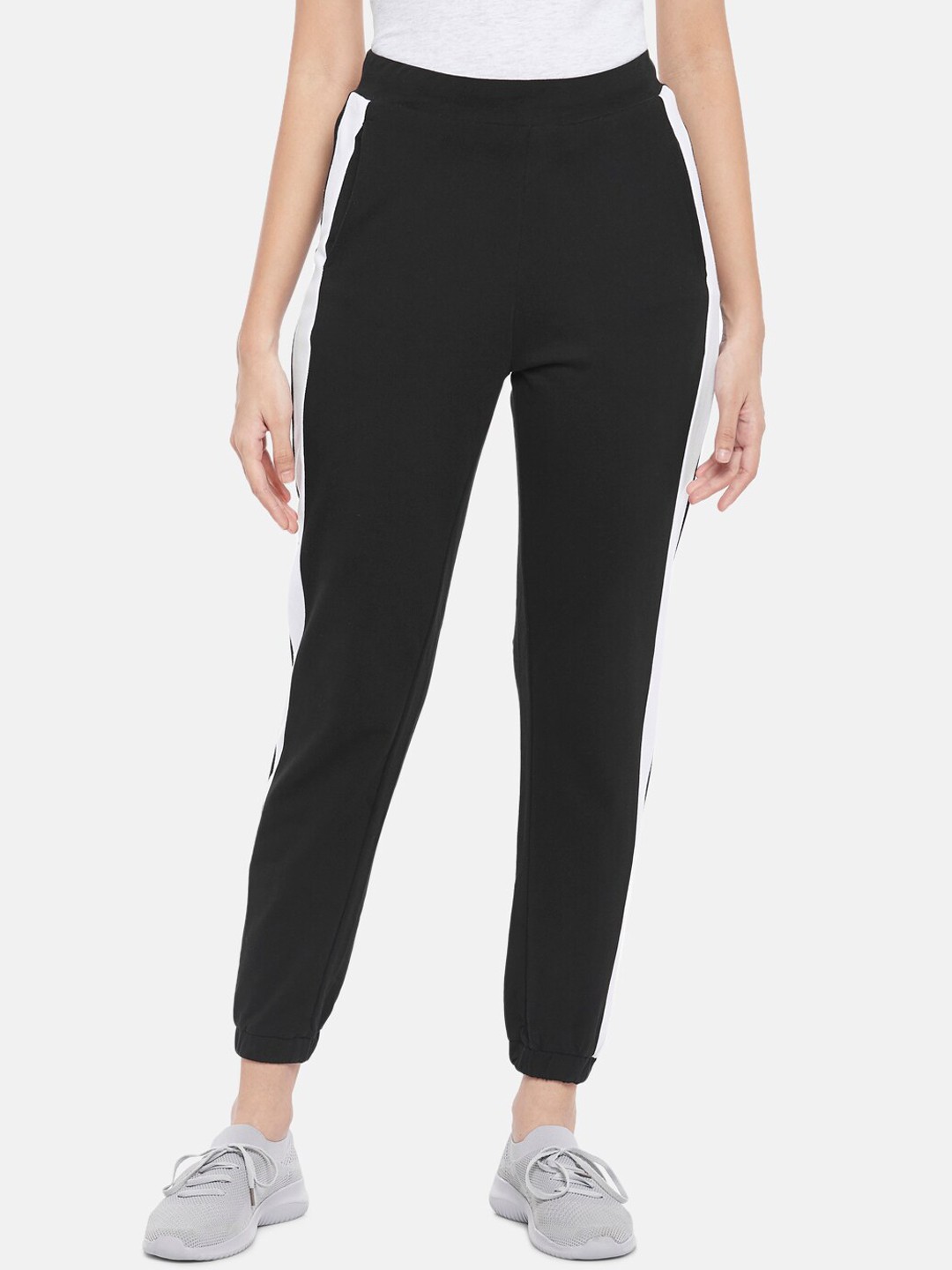 

Ajile by Pantaloons Women Black Solid Pure Cotton Joggers