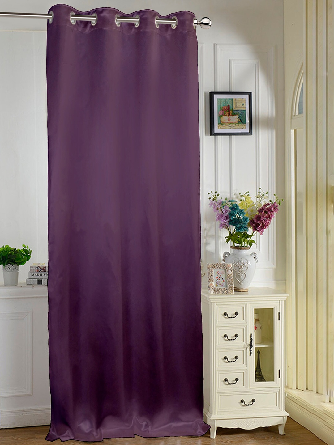

Lushomes Purple Satin Door Curtain