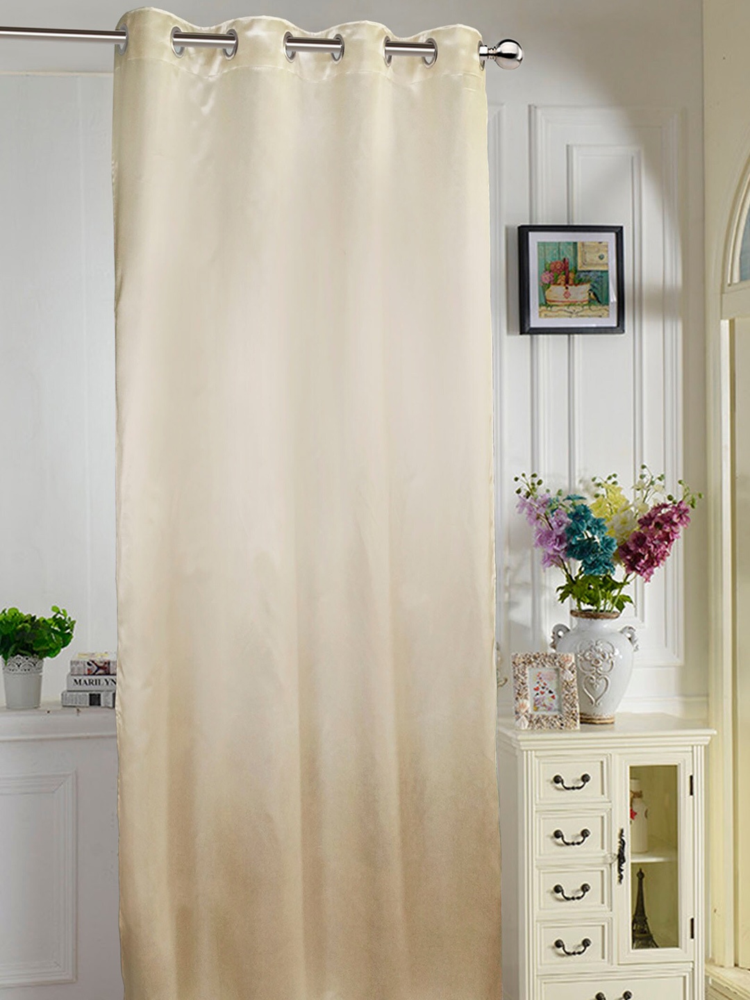 

Lushomes Cream-Coloured Satin Long Door Curtain