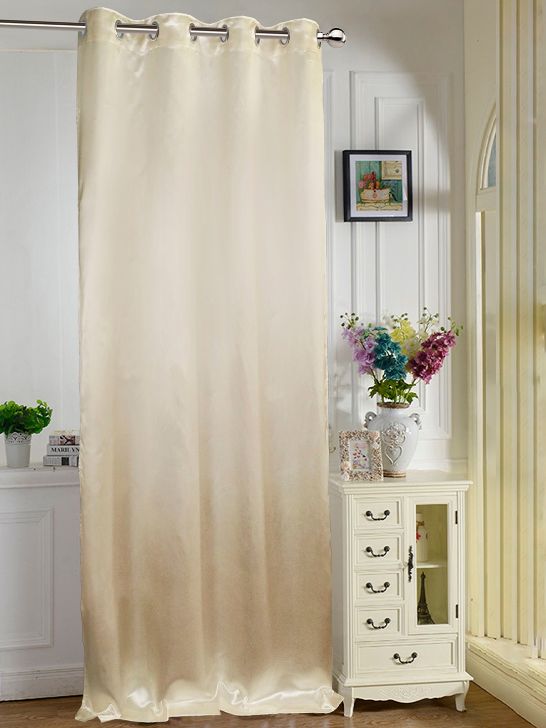 

Lushomes Cream-Coloured Satin Door Curtain