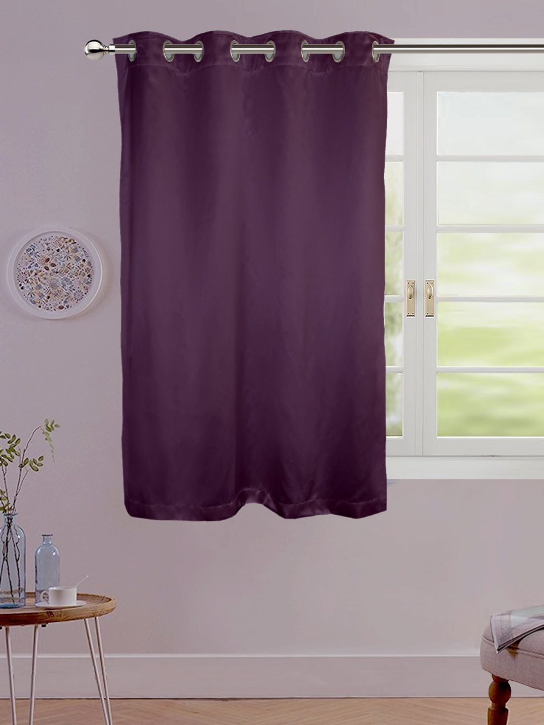 

Lushomes Purple Satin Window Curtain
