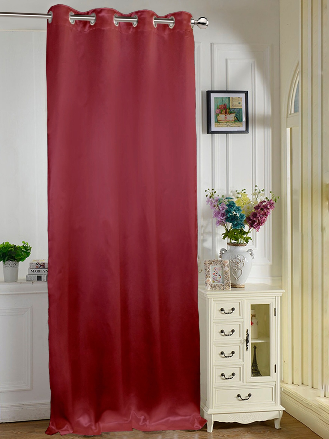 

Lushomes Maroon Satin Door Curtain