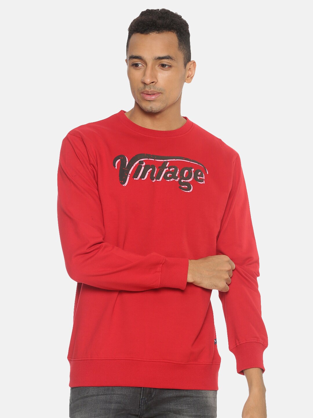 

Chennis Men Red Printed Sweatshirt
