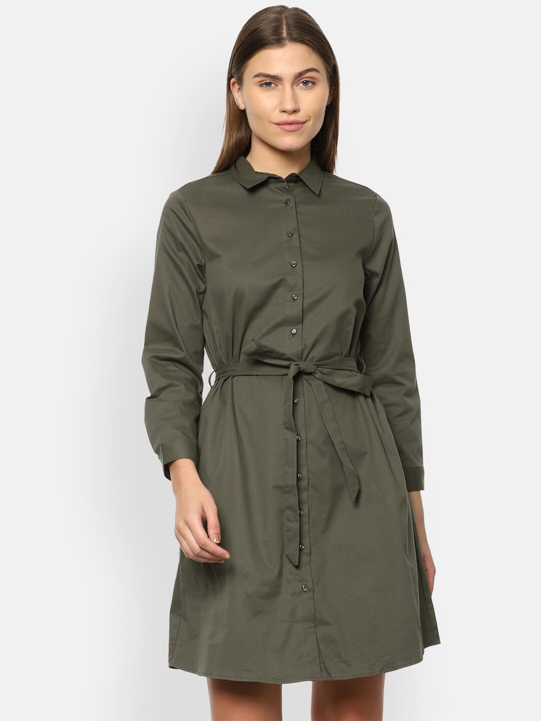 

Van Heusen Woman Olive Green Shirt Dress