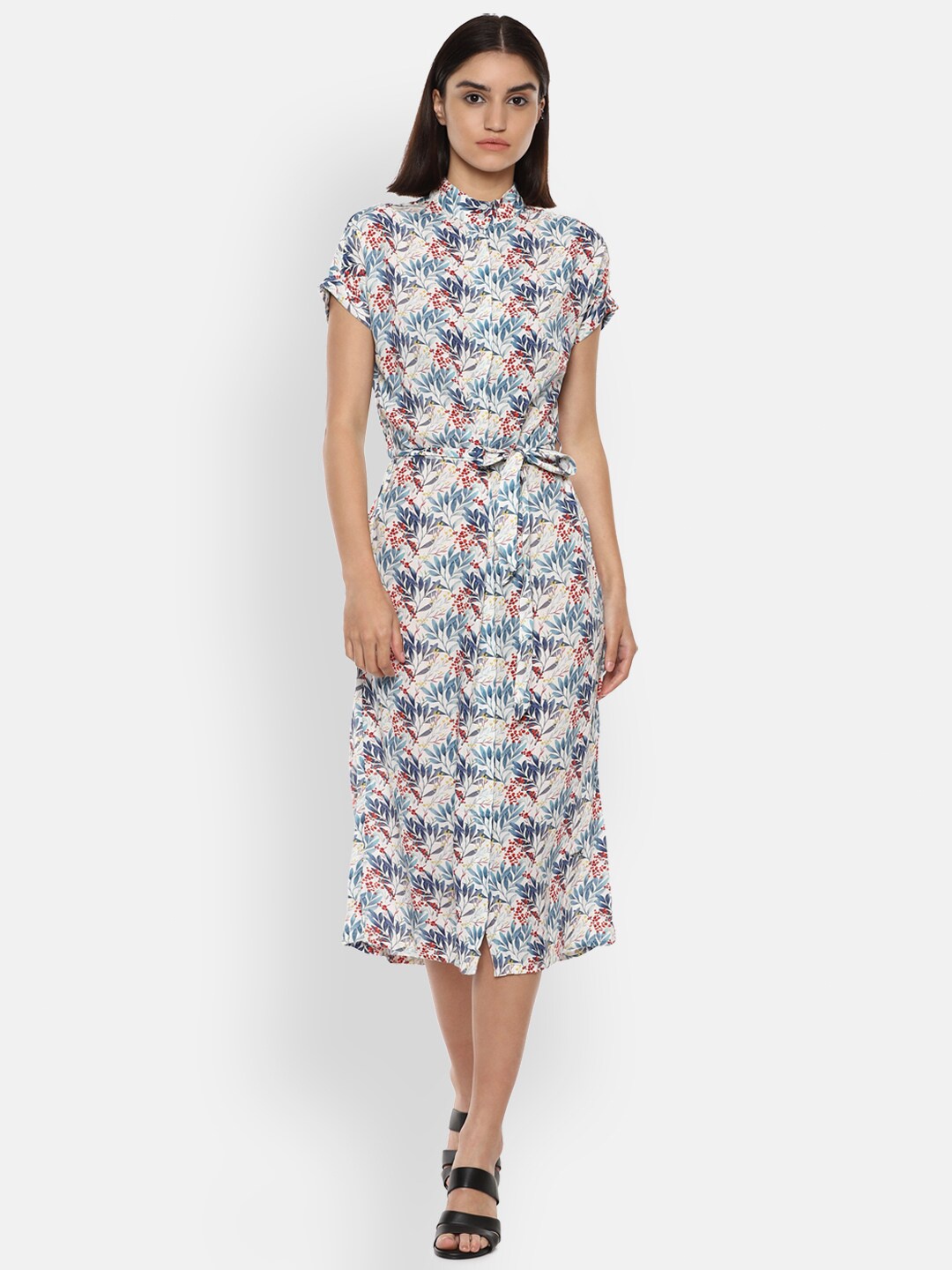 

Van Heusen Woman Cream-Coloured Floral A-Line Midi Dress