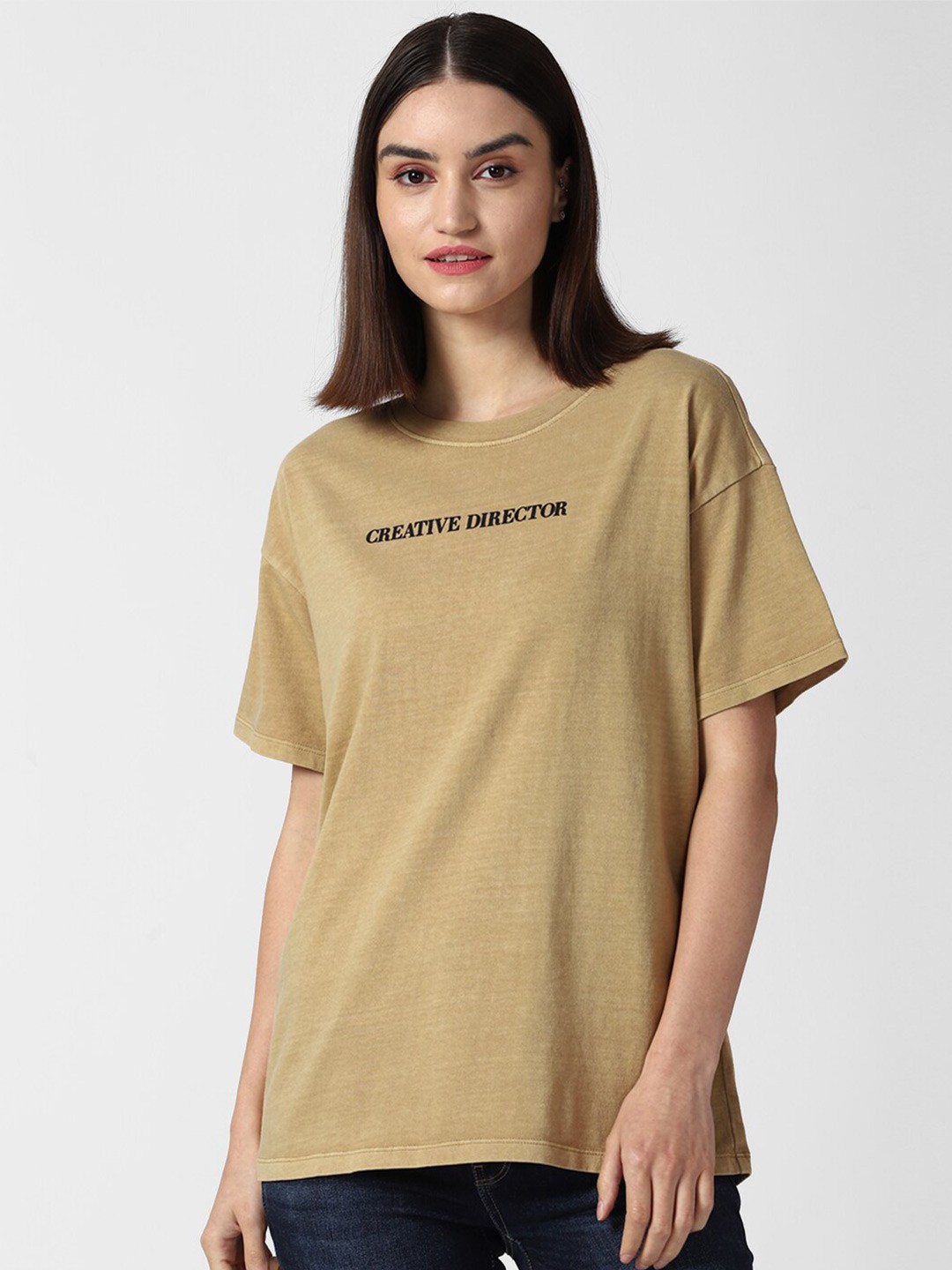 

FOREVER 21 Beige Loose Fit Regular Top
