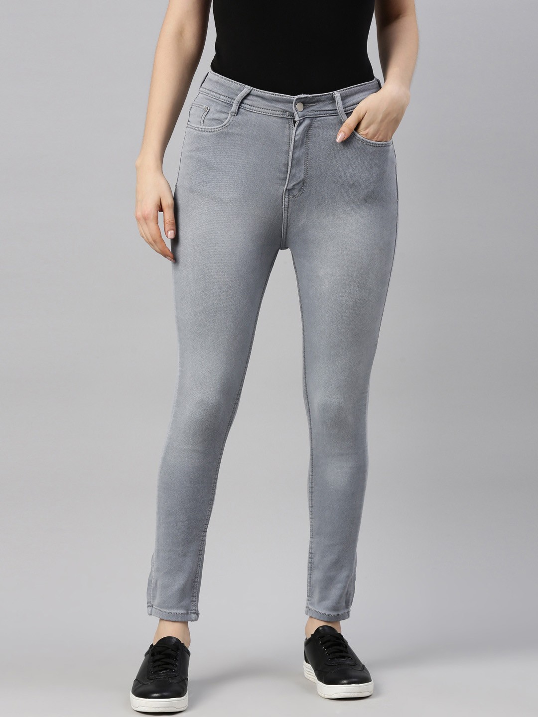 

GOLDSTROMS Women Grey Slim Fit Heavy Fade Stretchable Jeans