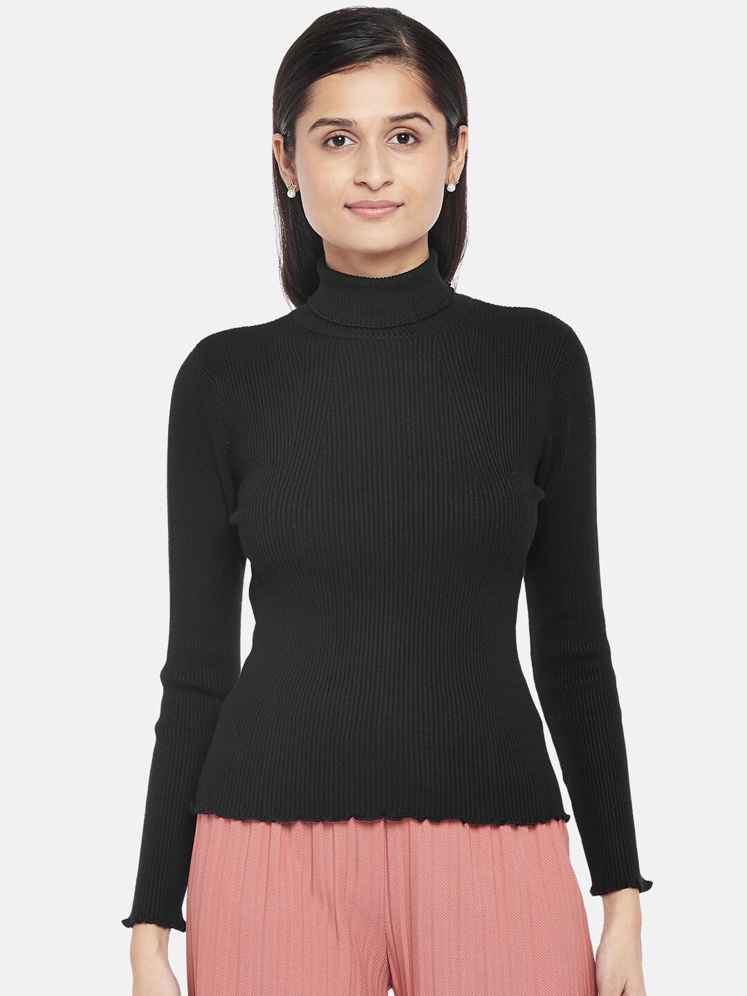 

Honey by Pantaloons Black Regular Ribbed Top