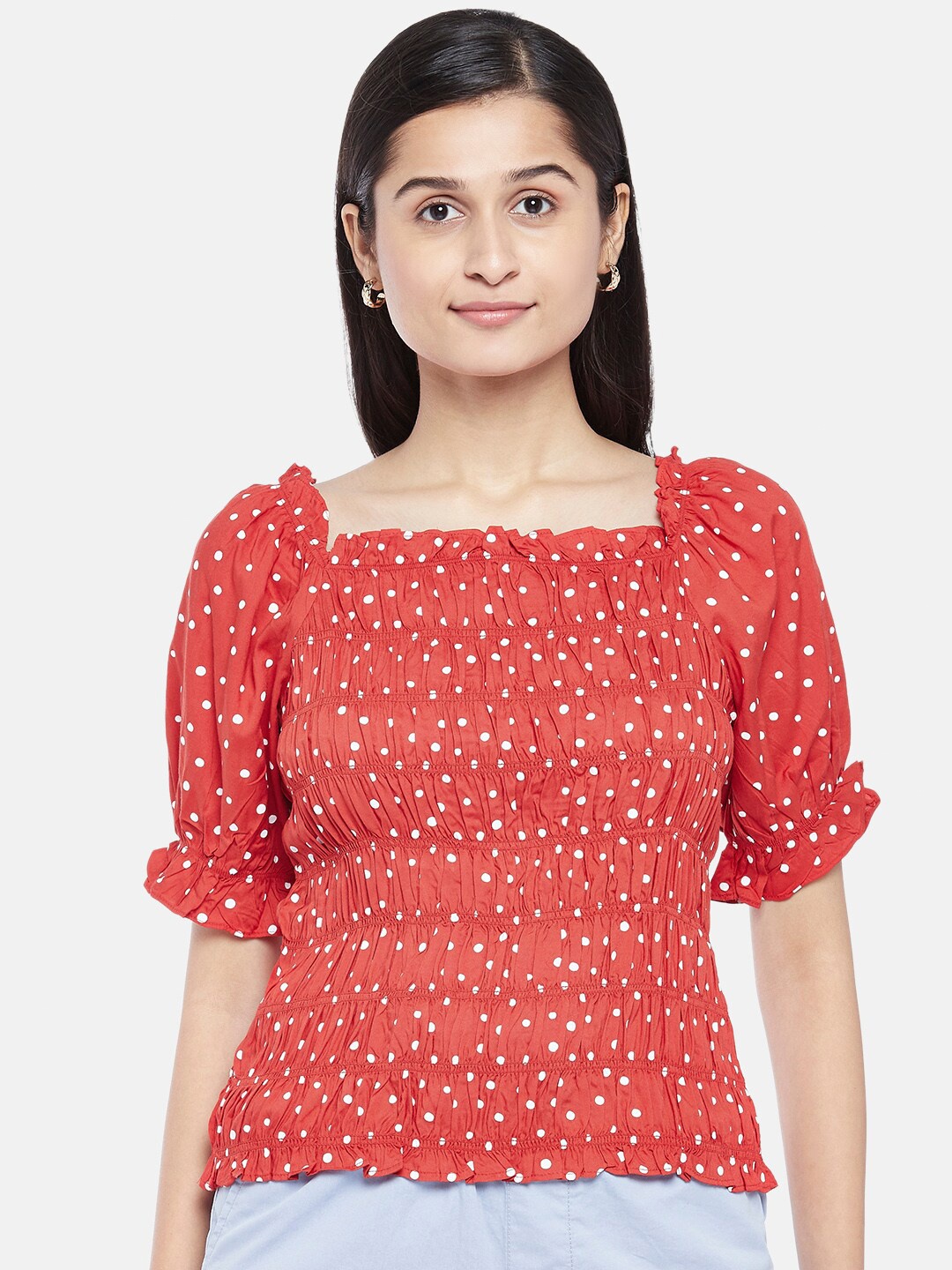 

Honey by Pantaloons Red Floral Regular Top