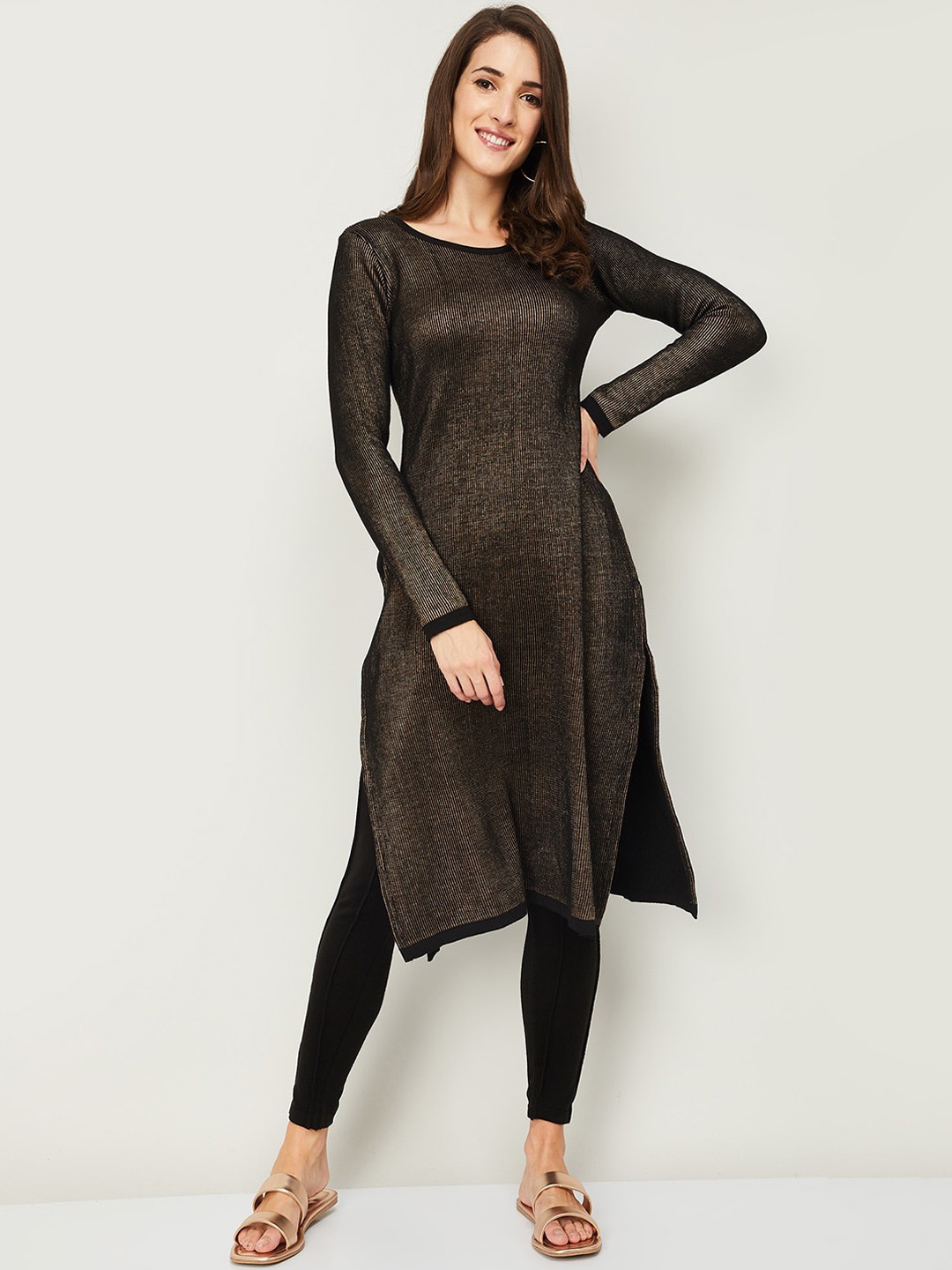 

Melange by Lifestyle Women Black Acrylic Kurta
