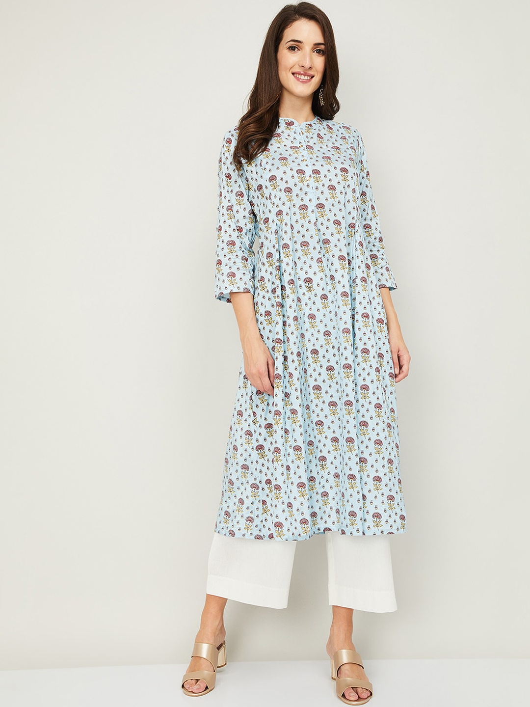 

Melange by Lifestyle Women Blue Floral Printed Kurta