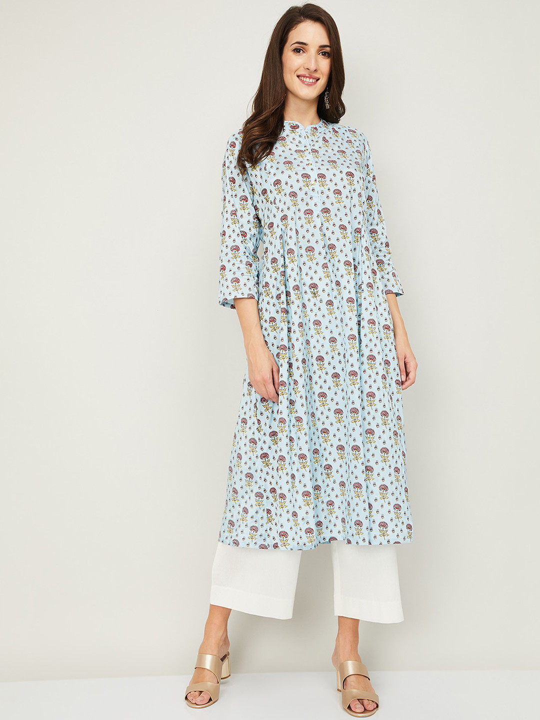 

Melange by Lifestyle Women Blue & Red Floral Printed Kurta