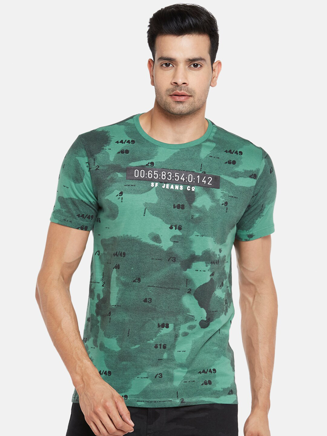 

SF JEANS by Pantaloons Men Green Abstract Printed T-shirt