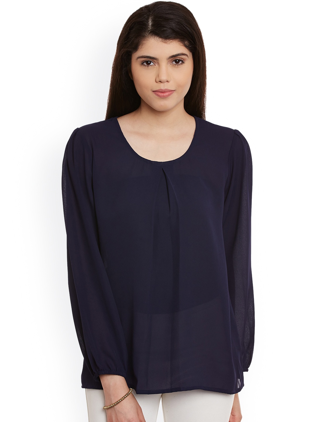 

WISSTLER Women Navy Solid Top, Navy blue