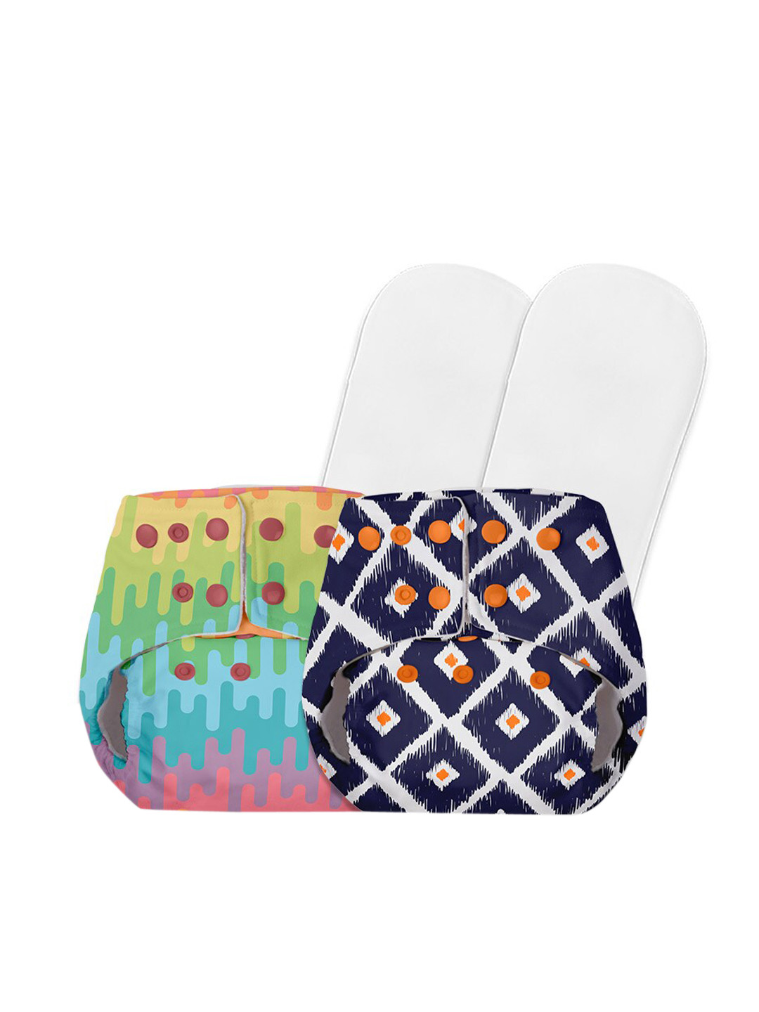 

BASIC by SuperBottoms Infants Multicoloured Pack of 2 Sustainable Reusable Diapers with 2 Dry Feel Inserts, Multi